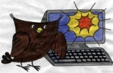 Иллюстрация - сова перед компьютером.